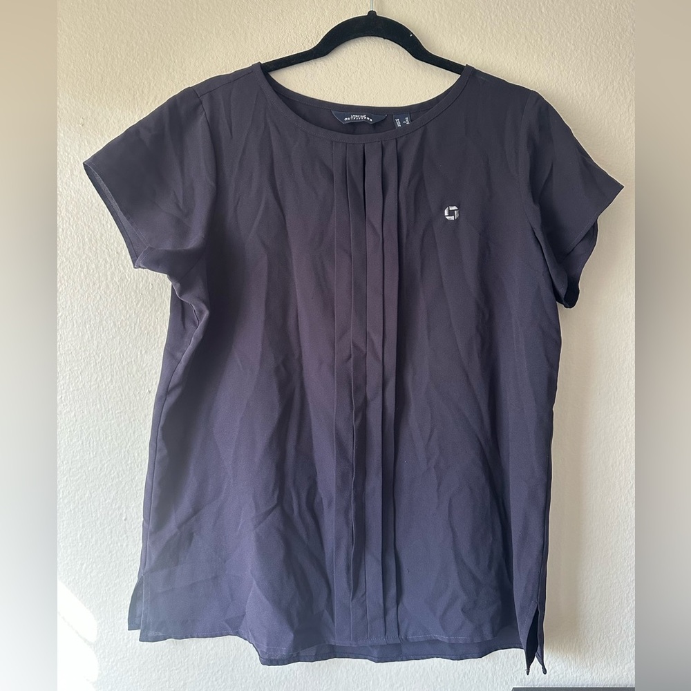 Chase Bank Uniform Lands End blouse 12 navy